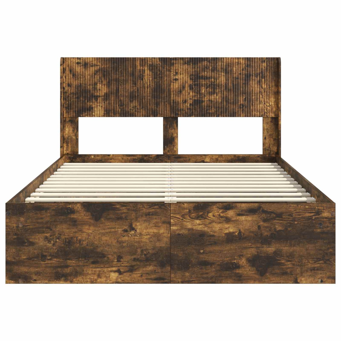 Bedframe met opbergruimte en hoofdbord Gerookt eiken