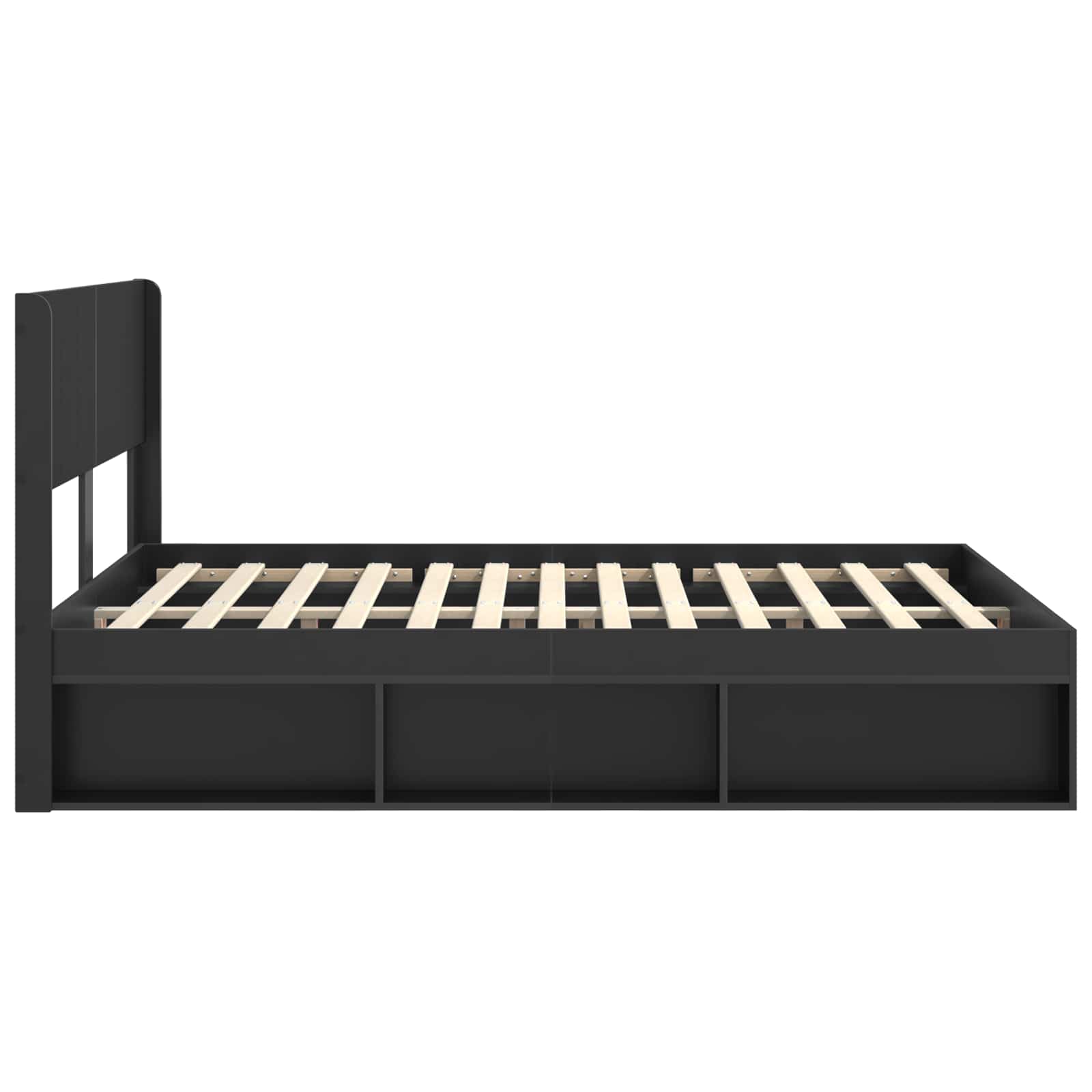 Bedframe met opbergruimte en hoofdbord Zwart 135 x 190 cm