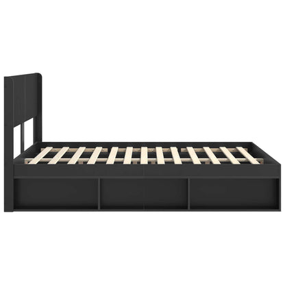 Bedframe met opbergruimte en hoofdbord Zwart 135 x 190 cm