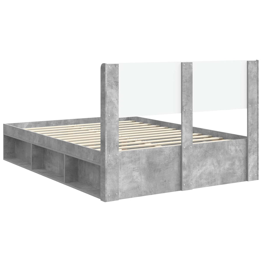 Bedframe met opbergruimte en hoofdbord Betongrijs 135 x 190 cm