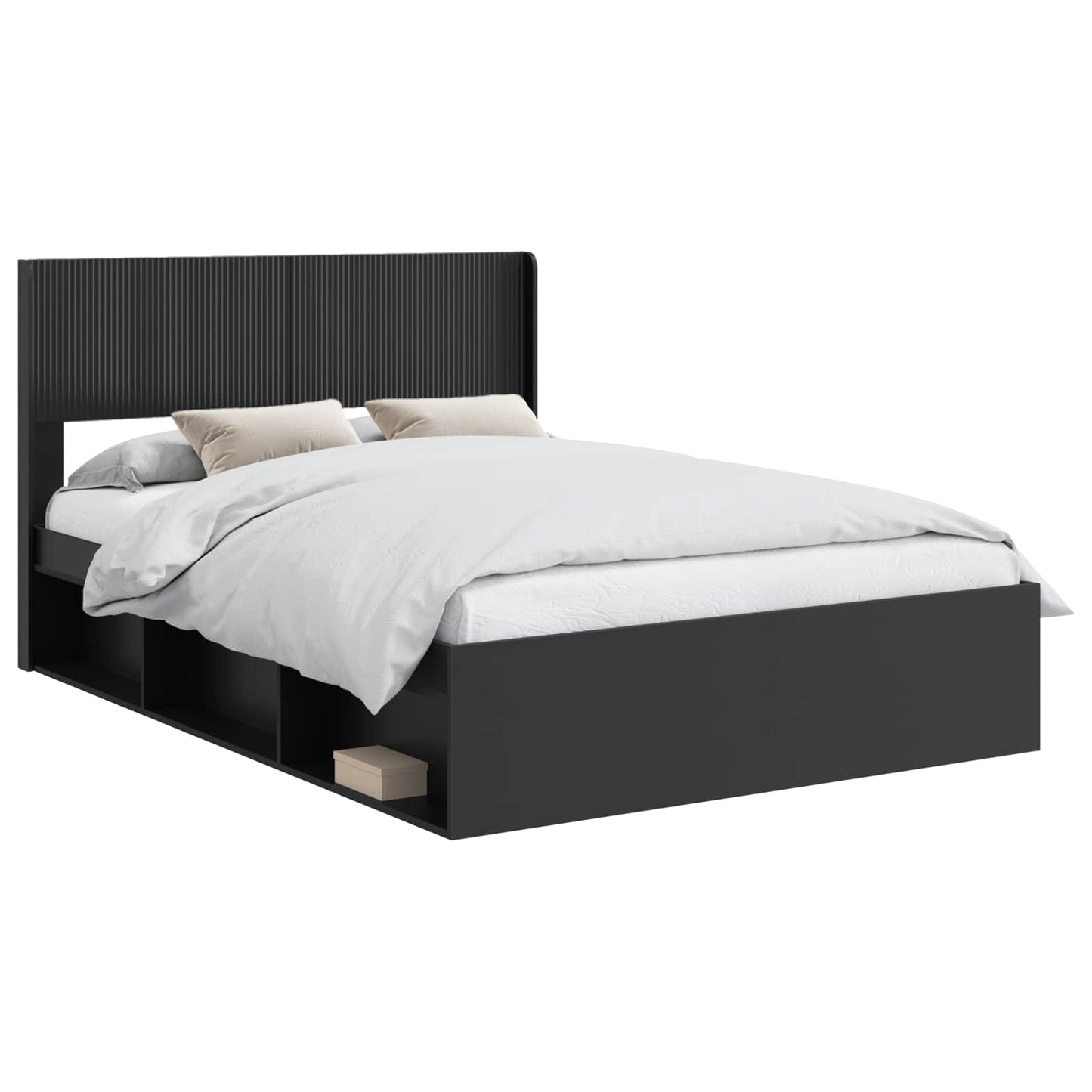 Bedframe met opbergruimte en hoofdbord Zwart 120 x 200 cm