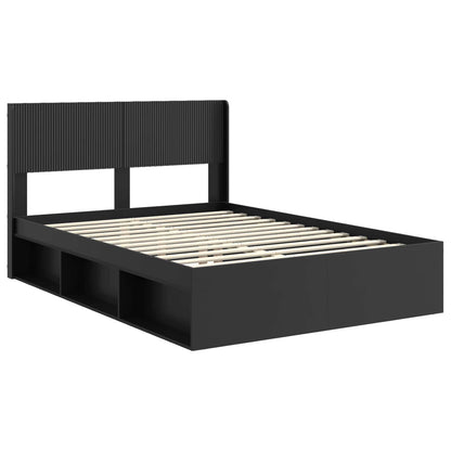 Bedframe met opbergruimte en hoofdbord Zwart 120 x 190 cm