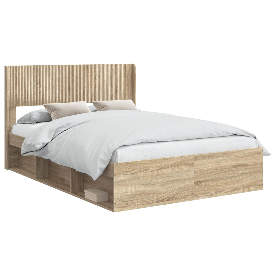 Bedframe met opbergruimte en hoofdbord Sonoma Eiken