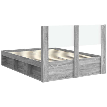 Bedframe met opbergruimte en hoofdbord Grijs Sonoma