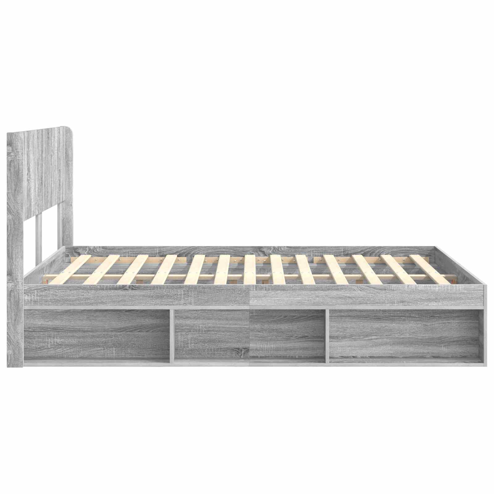 Bedframe met opbergruimte en hoofdbord Grijs Sonoma