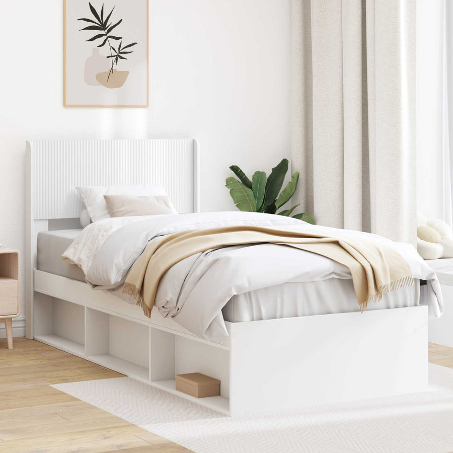 Bedframe met opbergruimte en hoofdbord Wit 100 x 200 cm