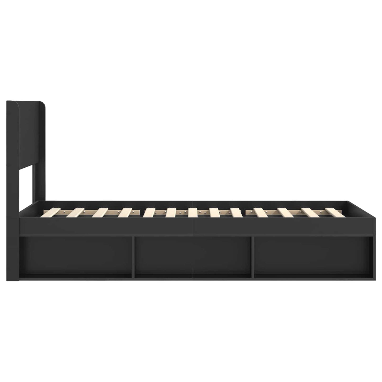 Bedframe met opbergruimte en hoofdbord Zwart 100 x 200 cm