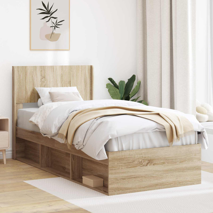 Bedframe met opbergruimte en hoofdbord Sonoma Eiken