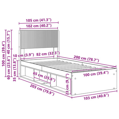 Bedframe met opbergruimte en hoofdbord Sonoma Eiken