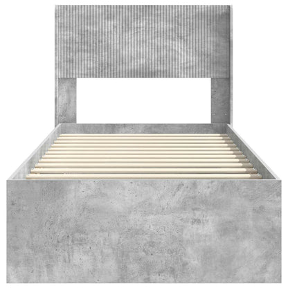 Bedframe met opbergruimte en hoofdbord Betongrijs 100 x 200 cm