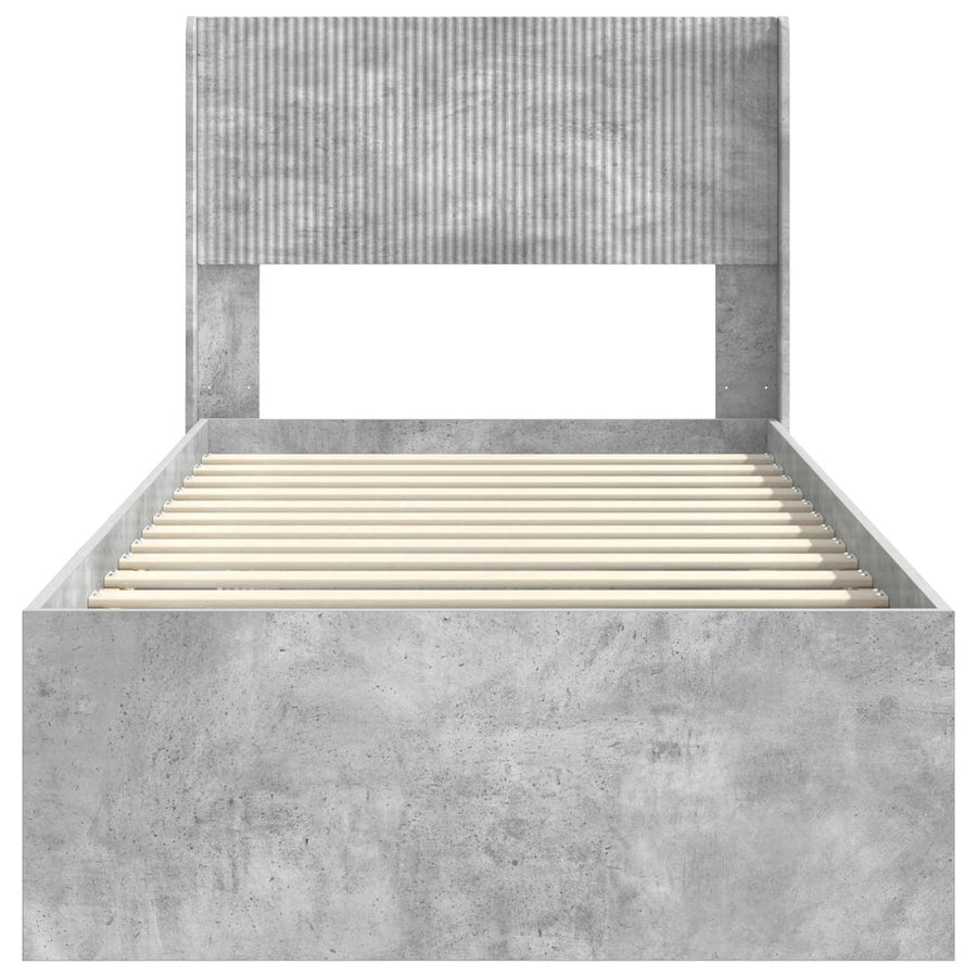 Bedframe met opbergruimte en hoofdbord Betongrijs 100 x 200 cm