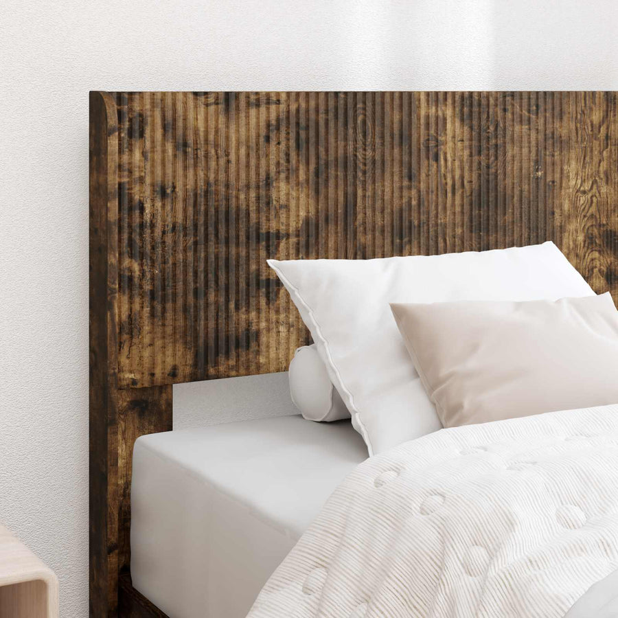 Bedframe met opbergruimte en hoofdbord Gerookt eiken
