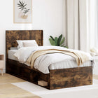 Bed frame with storage and headboard Smoked oak