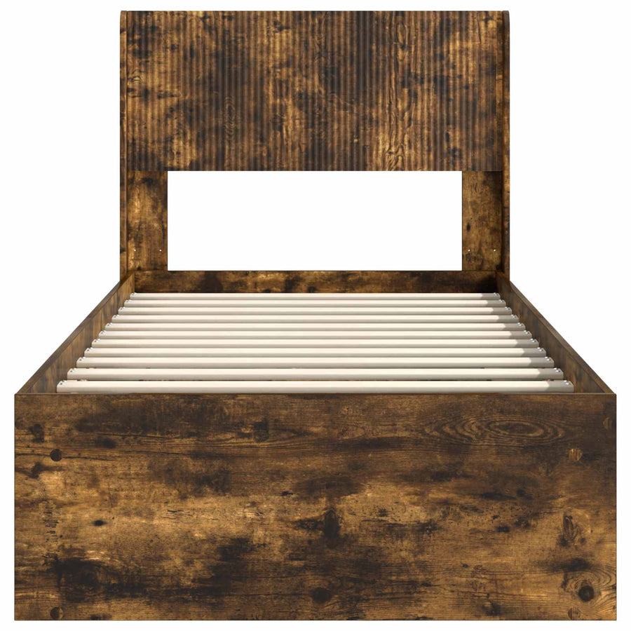 Bedframe met opbergruimte en hoofdbord Gerookt eiken