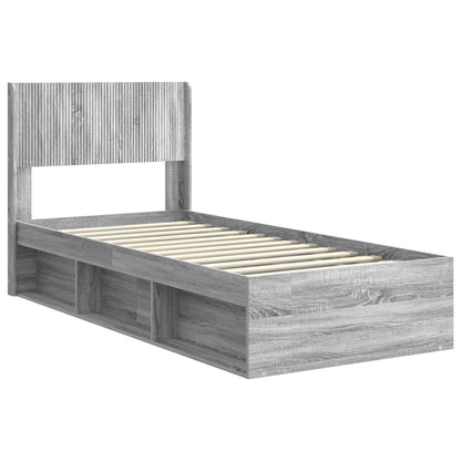 Bedframe met opbergruimte en hoofdbord Grijs Sonoma