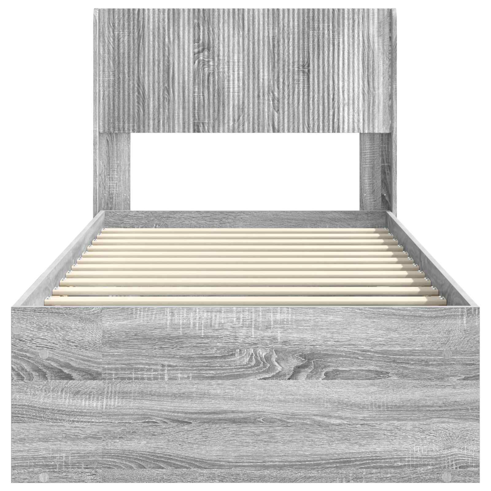 Bedframe met opbergruimte en hoofdbord Grijs Sonoma