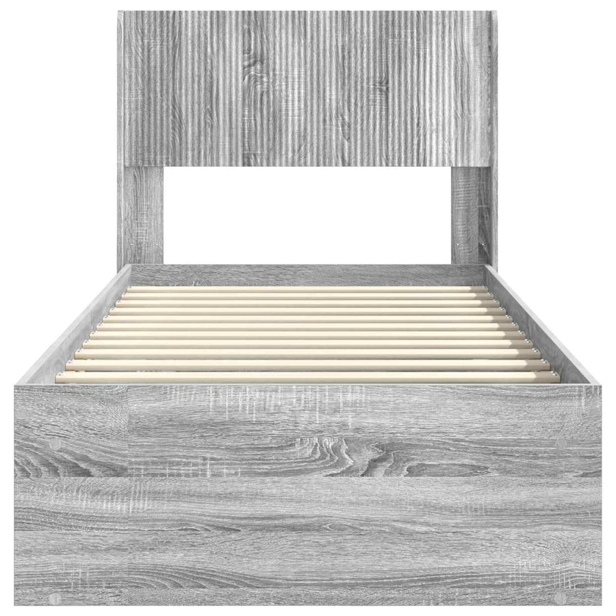 Bedframe met opbergruimte en hoofdbord Grijs Sonoma