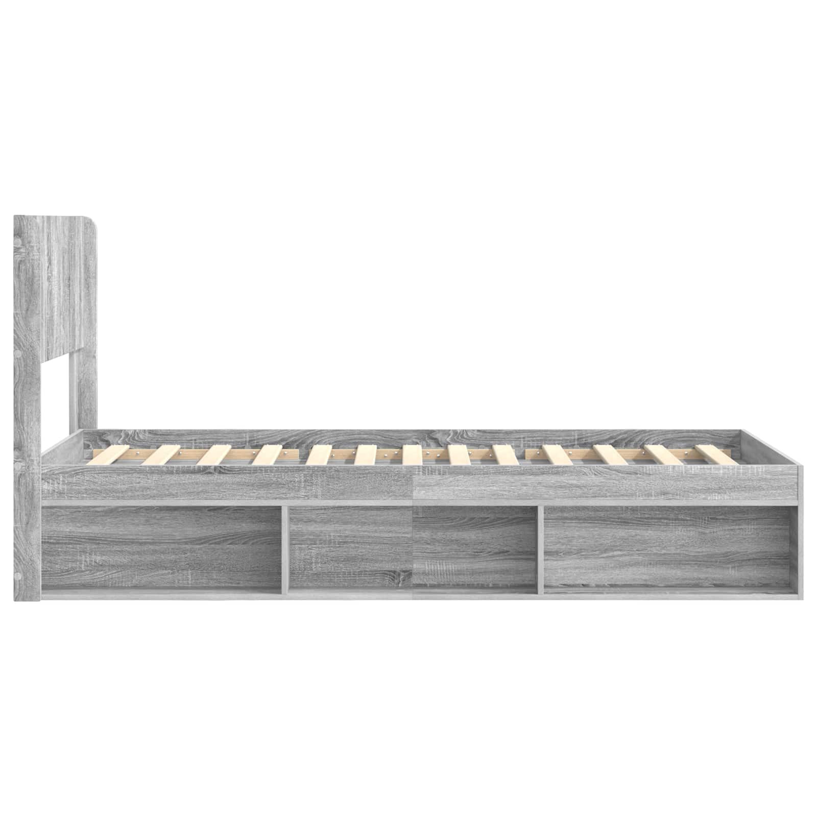Bedframe met opbergruimte en hoofdbord Grijs Sonoma