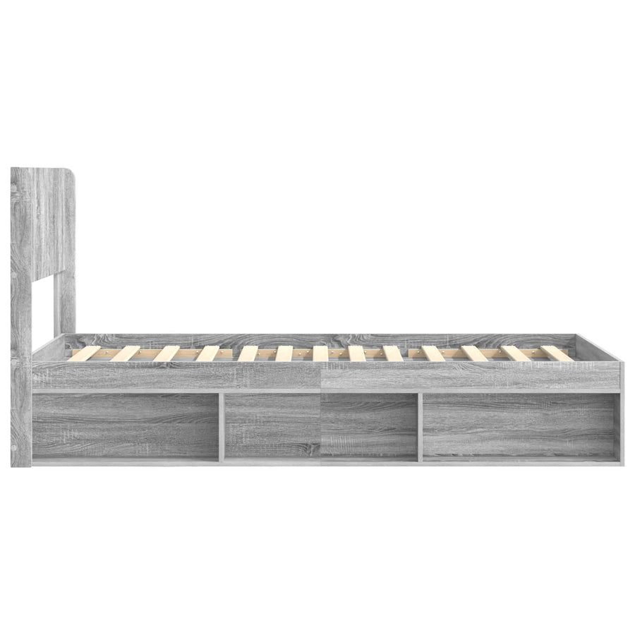 Bedframe met opbergruimte en hoofdbord Grijs Sonoma