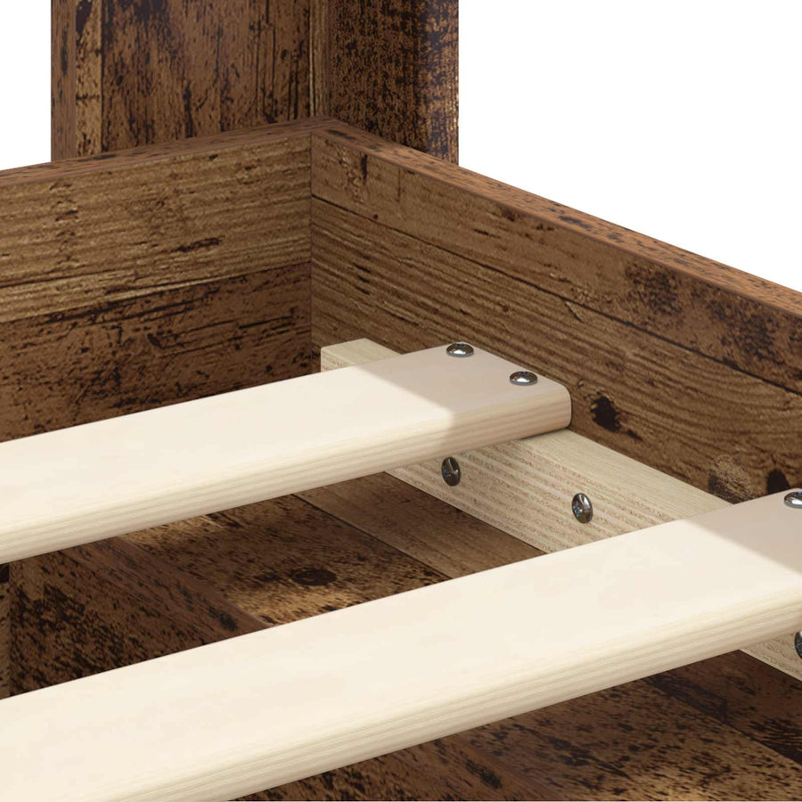 Bedframe met opbergruimte en hoofdbord Oud hout 100 x 200 cm