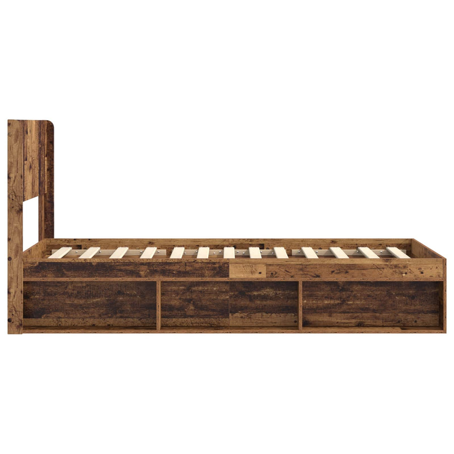 Bedframe met opbergruimte en hoofdbord Oud hout 100 x 200 cm