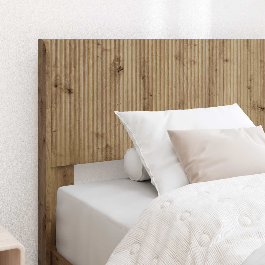Bedframe met opbergruimte en hoofdbord Artisanaal eiken