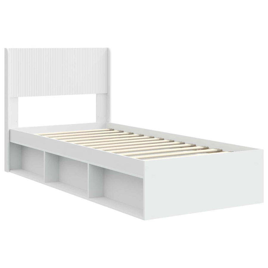 Bedframe met opbergruimte en hoofdbord Wit 90 x 200 cm