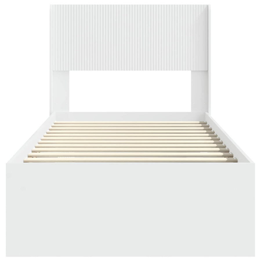 Bedframe met opbergruimte en hoofdbord Wit 90 x 200 cm