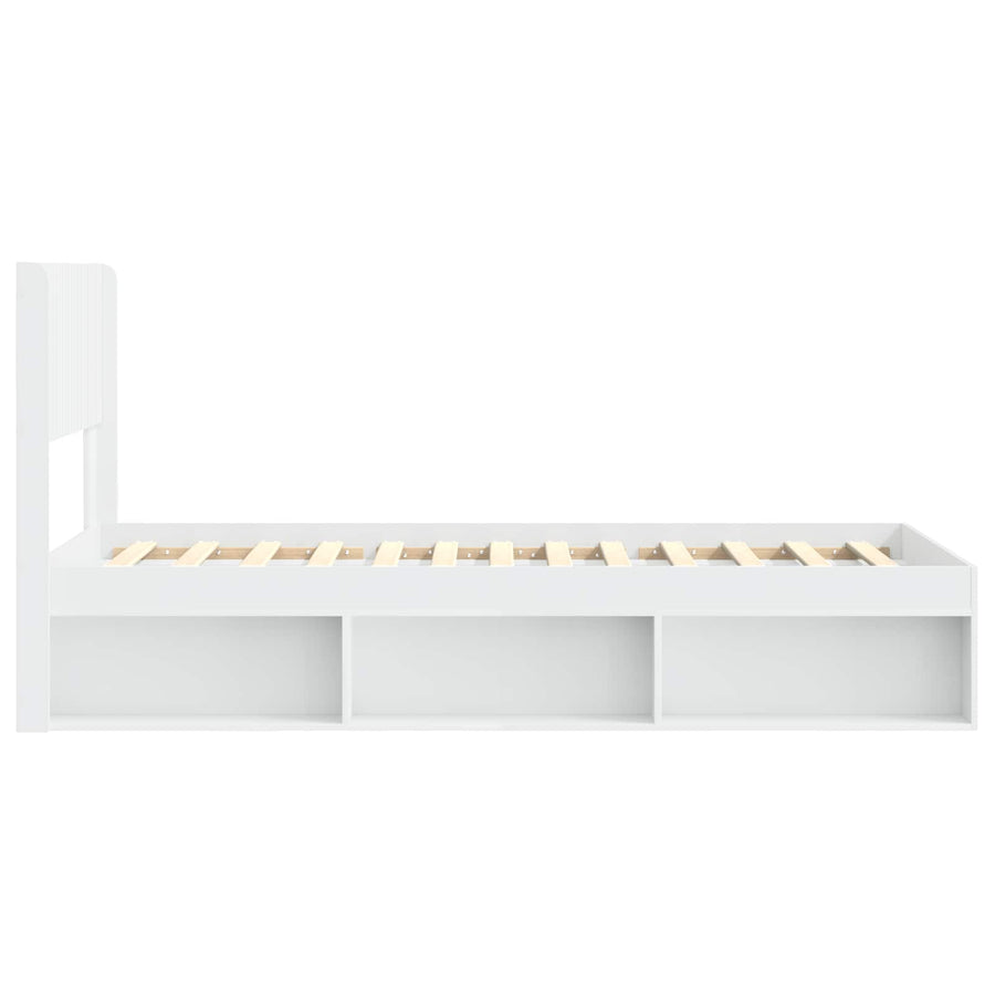 Bedframe met opbergruimte en hoofdbord Wit 90 x 200 cm