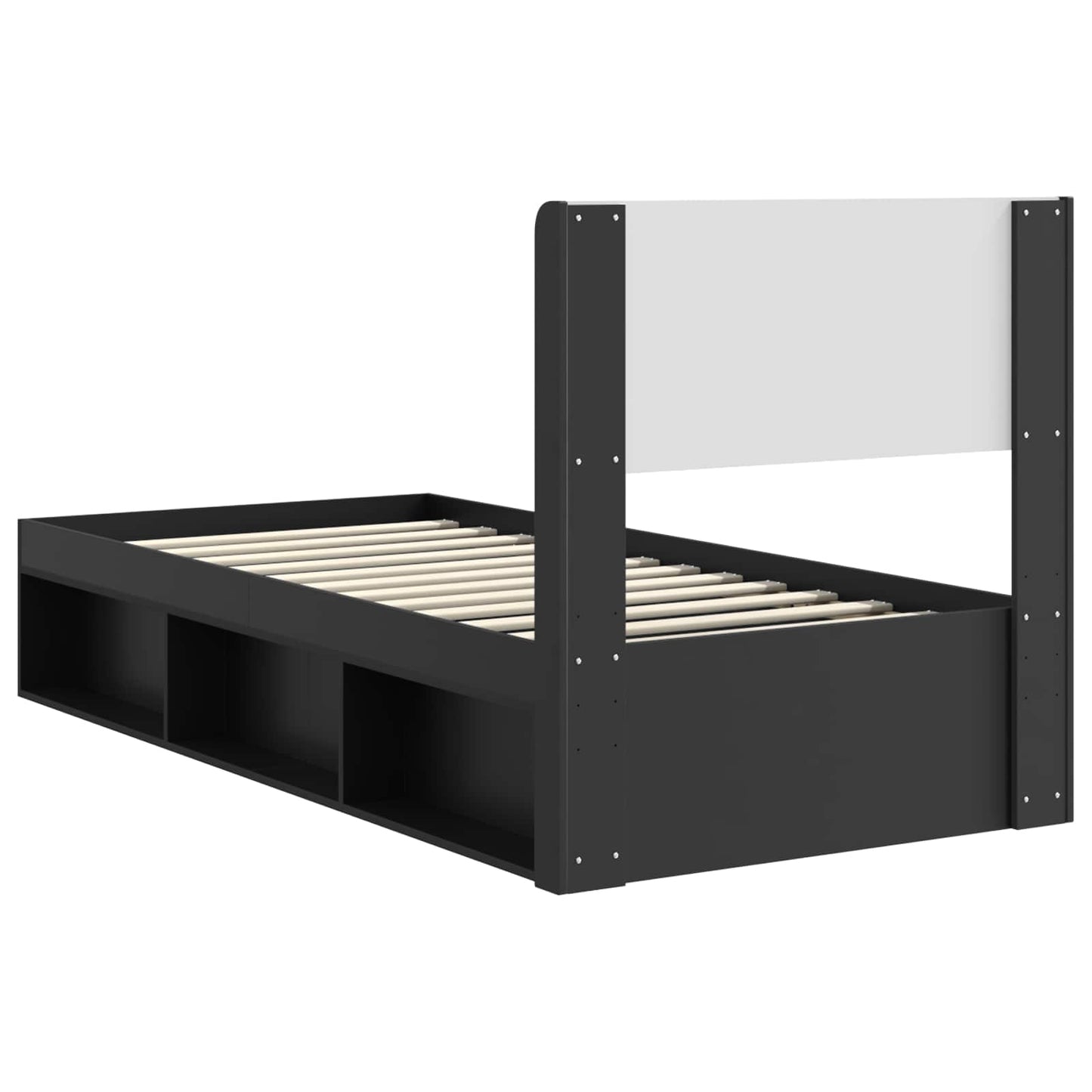 Bedframe met opbergruimte en hoofdbord Zwart 90 x 200 cm