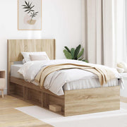Bedframe met opbergruimte bruin bewerkt hout