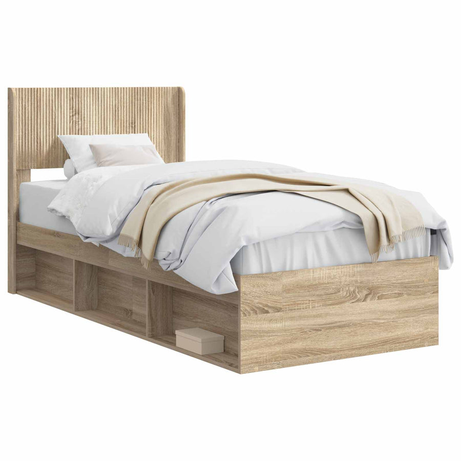 Bedframe met opbergruimte en hoofdbord 3 pcs Bewerkt hout