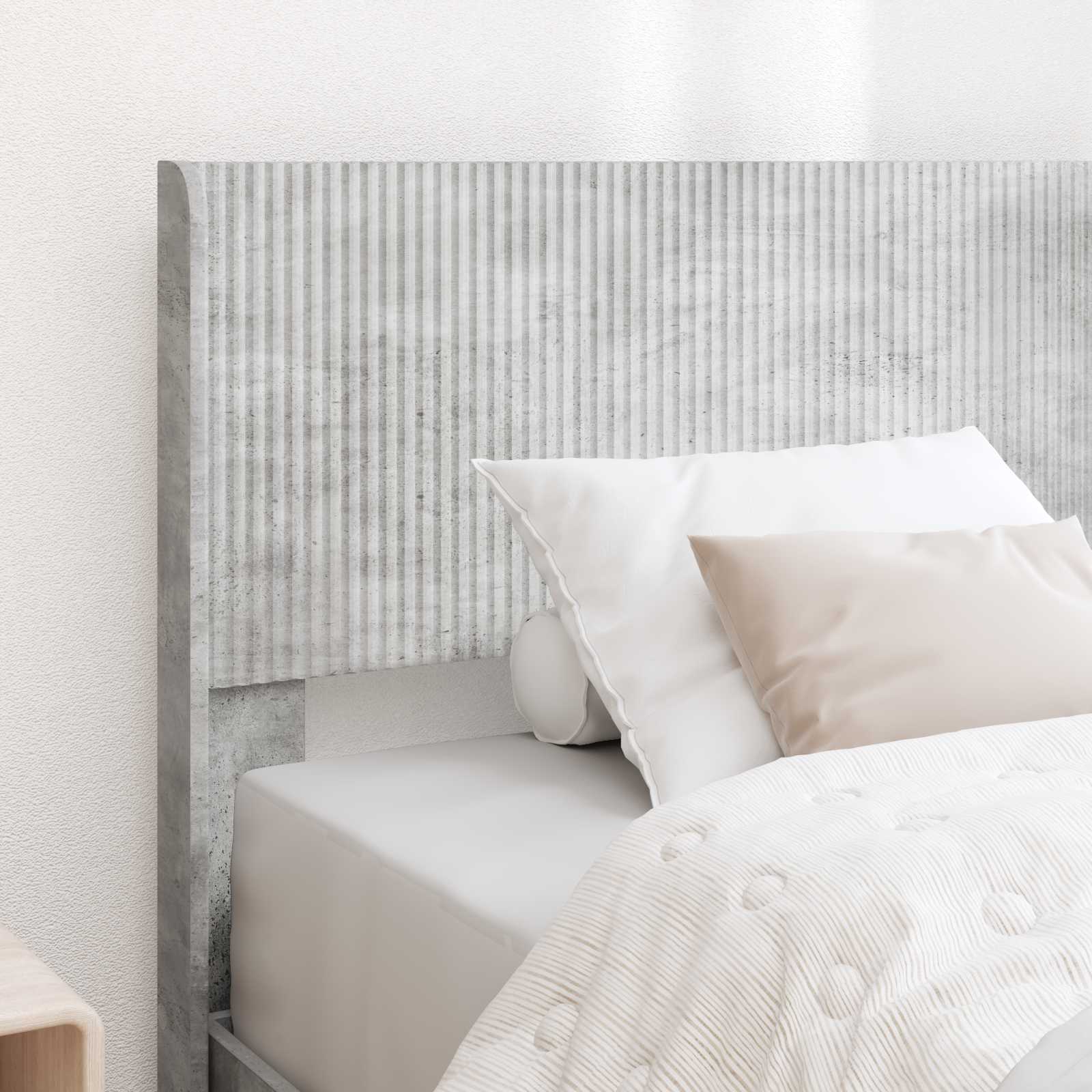 Bedframe met opbergruimte en hoofdbord Betongrijs 90 x 200 cm