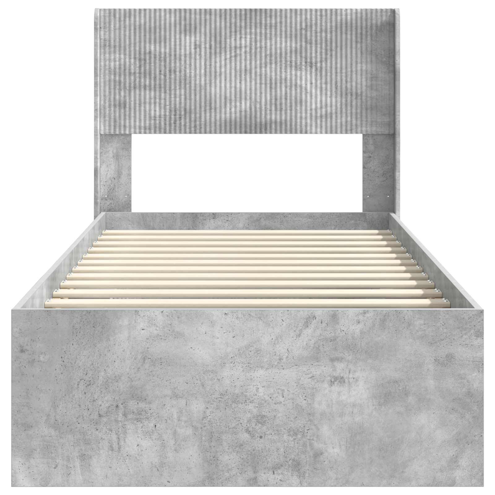 Bedframe met opbergruimte en hoofdbord Betongrijs 90 x 200 cm