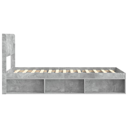 Bedframe met opbergruimte en hoofdbord Betongrijs 90 x 200 cm