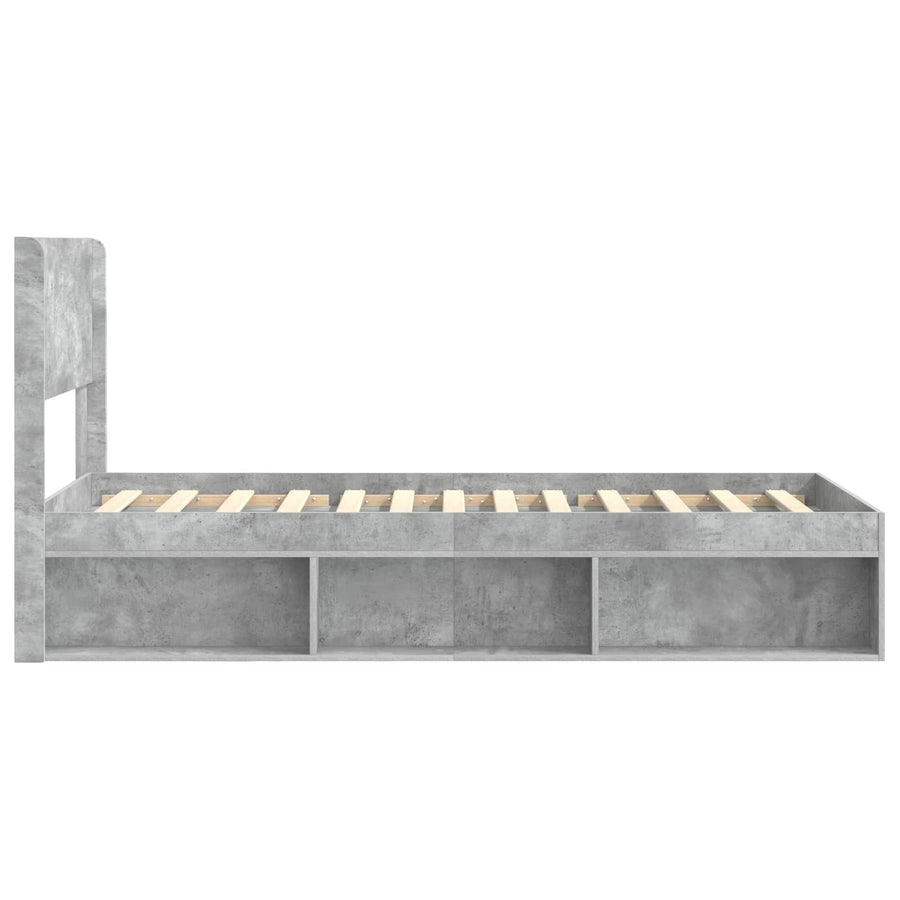 Bedframe met opbergruimte en hoofdbord Betongrijs 90 x 200 cm