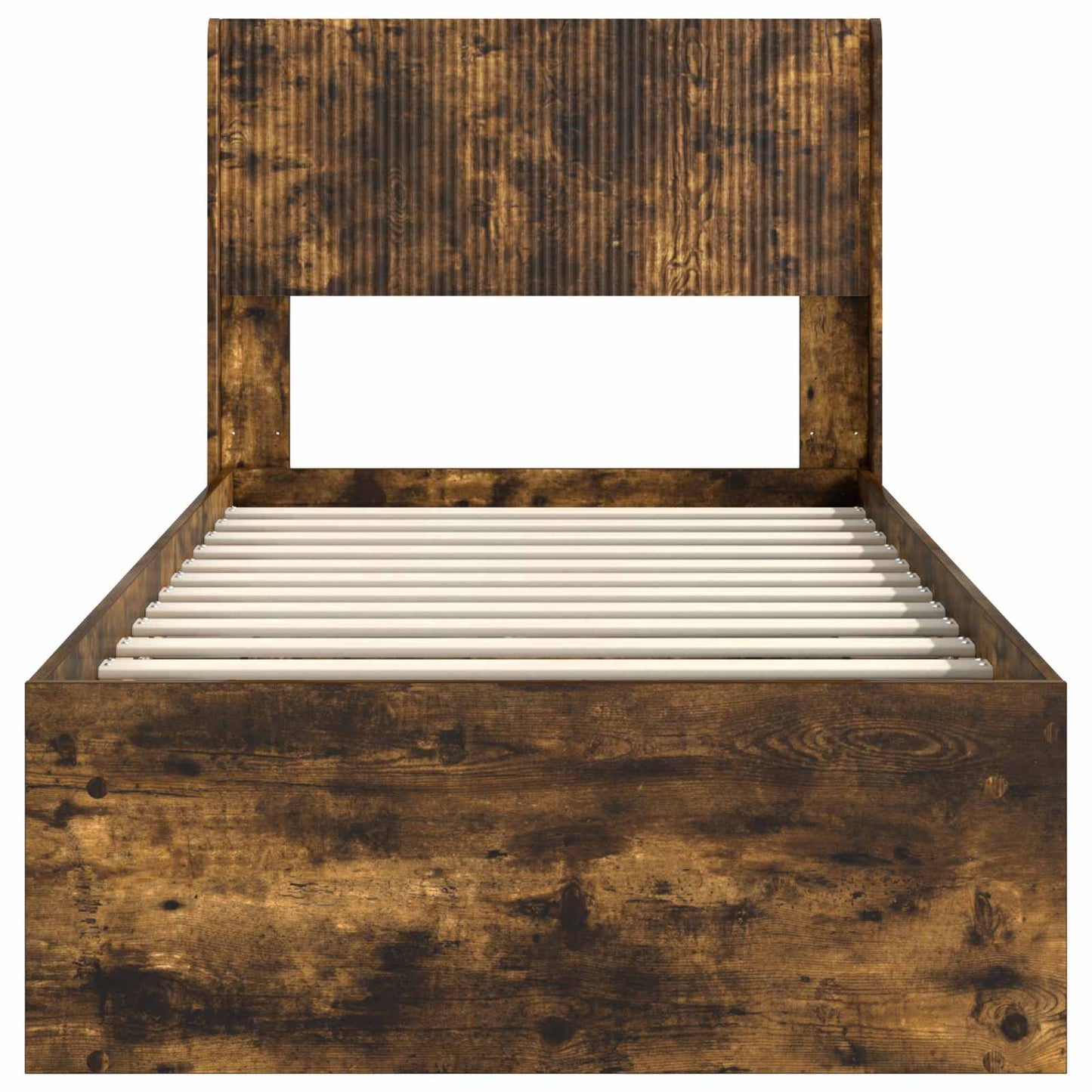 Bedframe met opbergruimte en hoofdbord Gerookt eiken