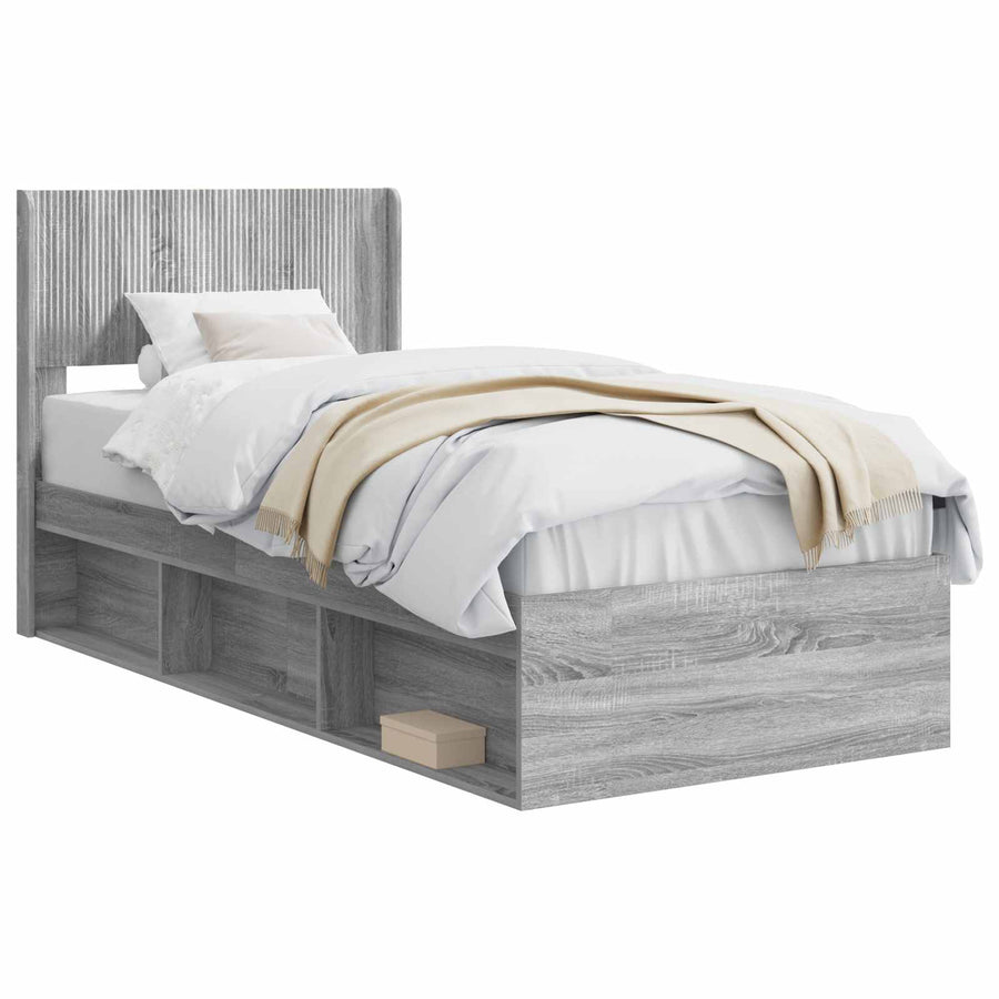 Bedframe met opbergruimte en hoofdbord 3 pcs Bewerkt hout