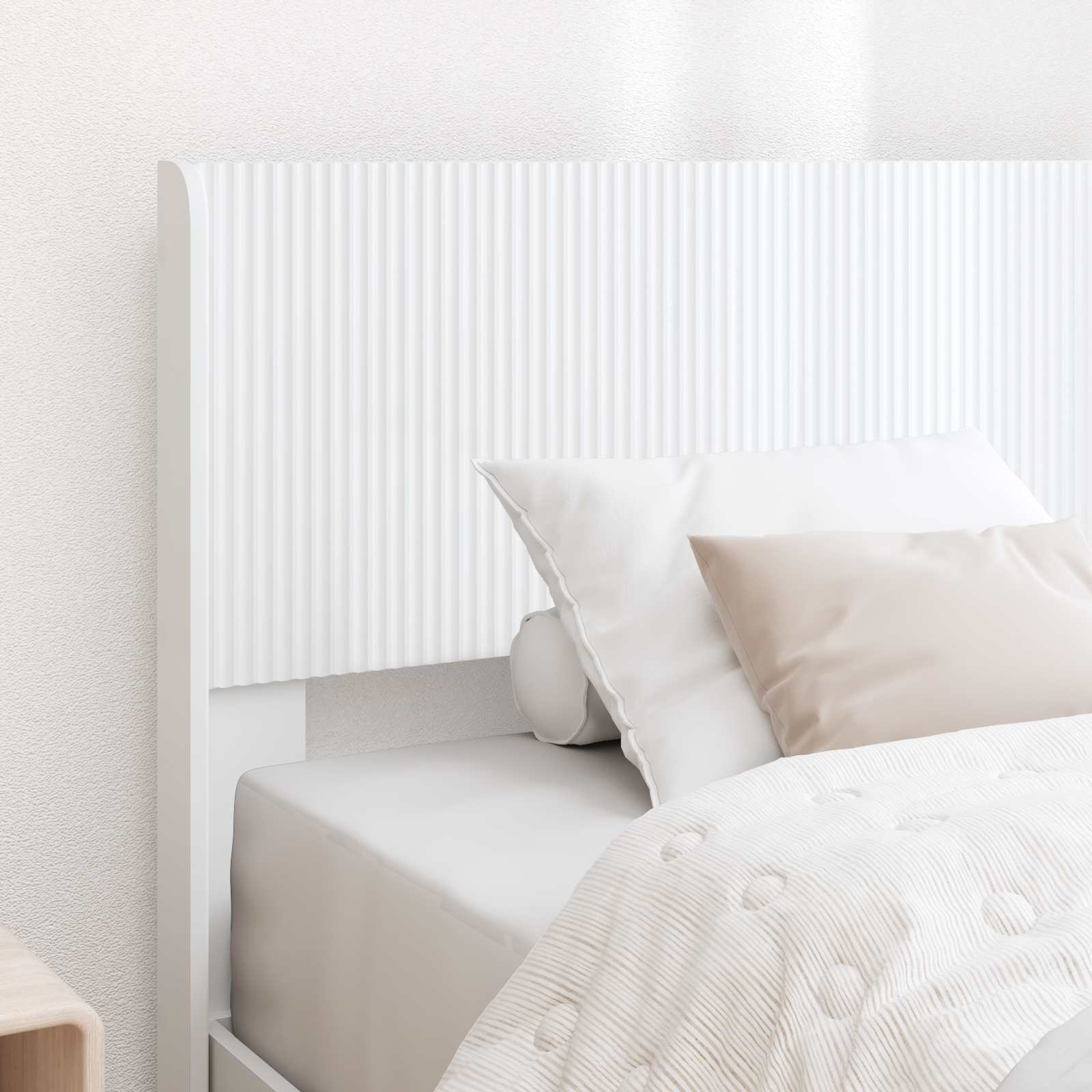Bedframe met opbergruimte en hoofdbord Wit 90 x 200 cm