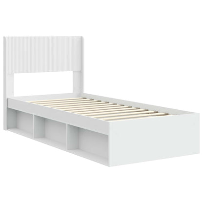 Bedframe met opbergruimte en hoofdbord Wit 90 x 200 cm