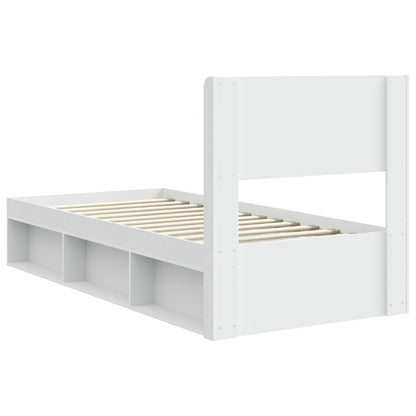 Bedframe met opbergruimte en hoofdbord Wit 90 x 200 cm