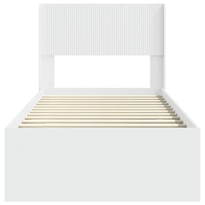 Bedframe met opbergruimte en hoofdbord Wit 90 x 200 cm