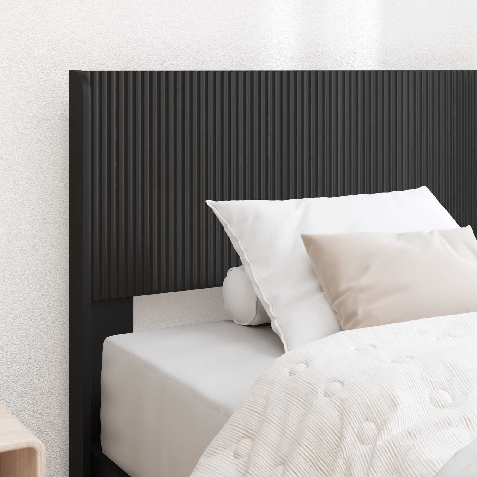 Bedframe met opbergruimte en hoofdbord Zwart 90 x 190 cm