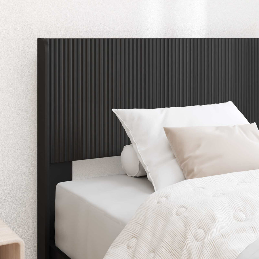 Bedframe met opbergruimte en hoofdbord Zwart 90 x 190 cm