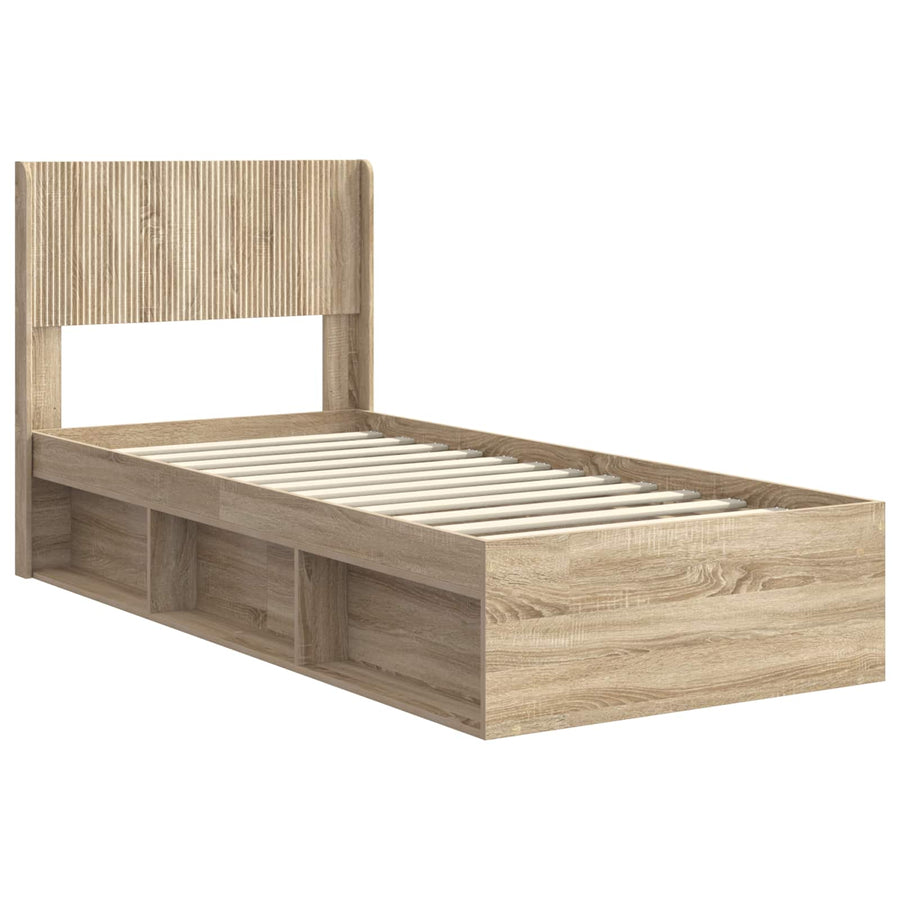 Bedframe met opbergruimte en hoofdbord Sonoma Eiken 90 x 190 cm