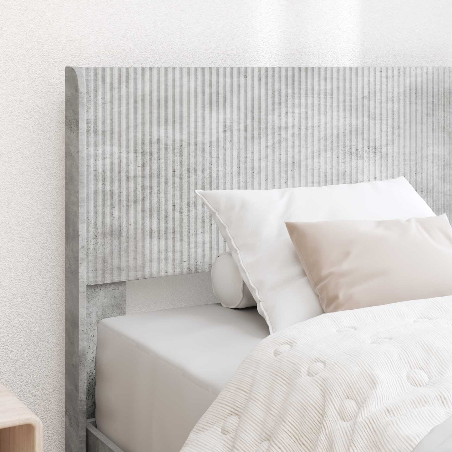 Bedframe met opbergruimte en hoofdbord Betongrijs 90 x 190 cm