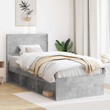 Bedframe met opbergruimte en hoofdbord Betongrijs 90 x 190 cm
