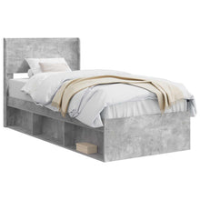 Bedframe met opbergruimte en hoofdbord Betongrijs 90 x 190 cm