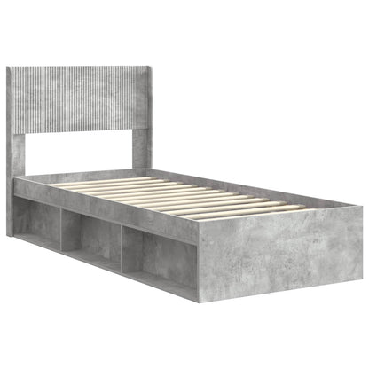 Bedframe met opbergruimte en hoofdbord Betongrijs 90 x 190 cm
