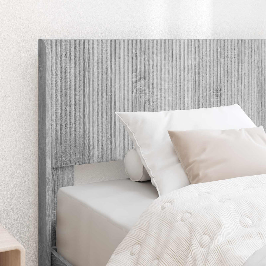 Bedframe met opbergruimte en hoofdbord Grijs Sonoma 90 x 190 cm